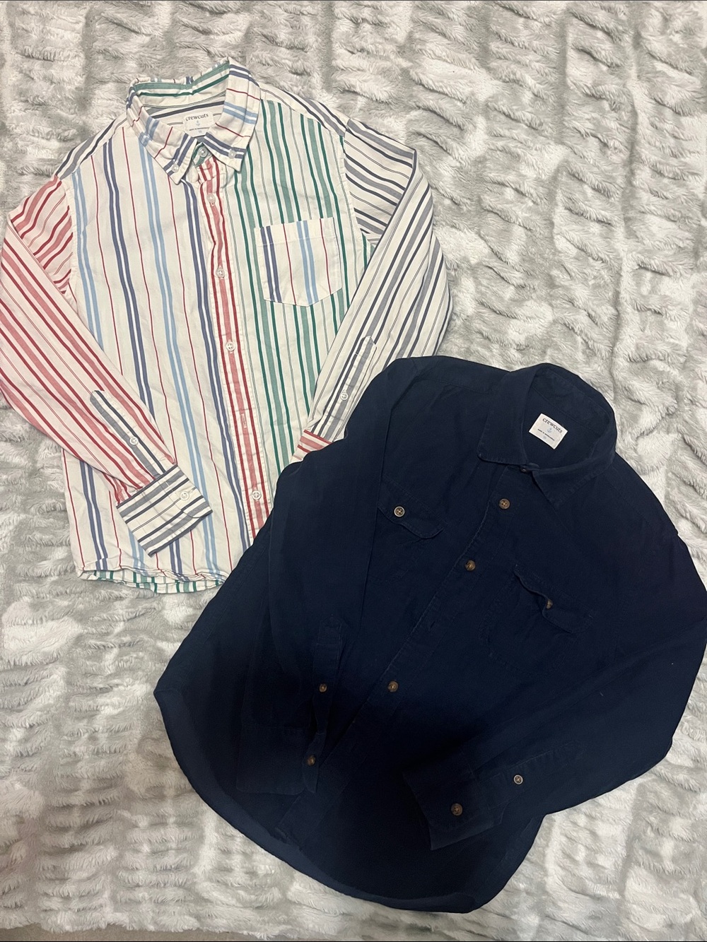 Big Boy Crewcuts Navy Corduroy Jacket and Multicolor Striped Button-Up